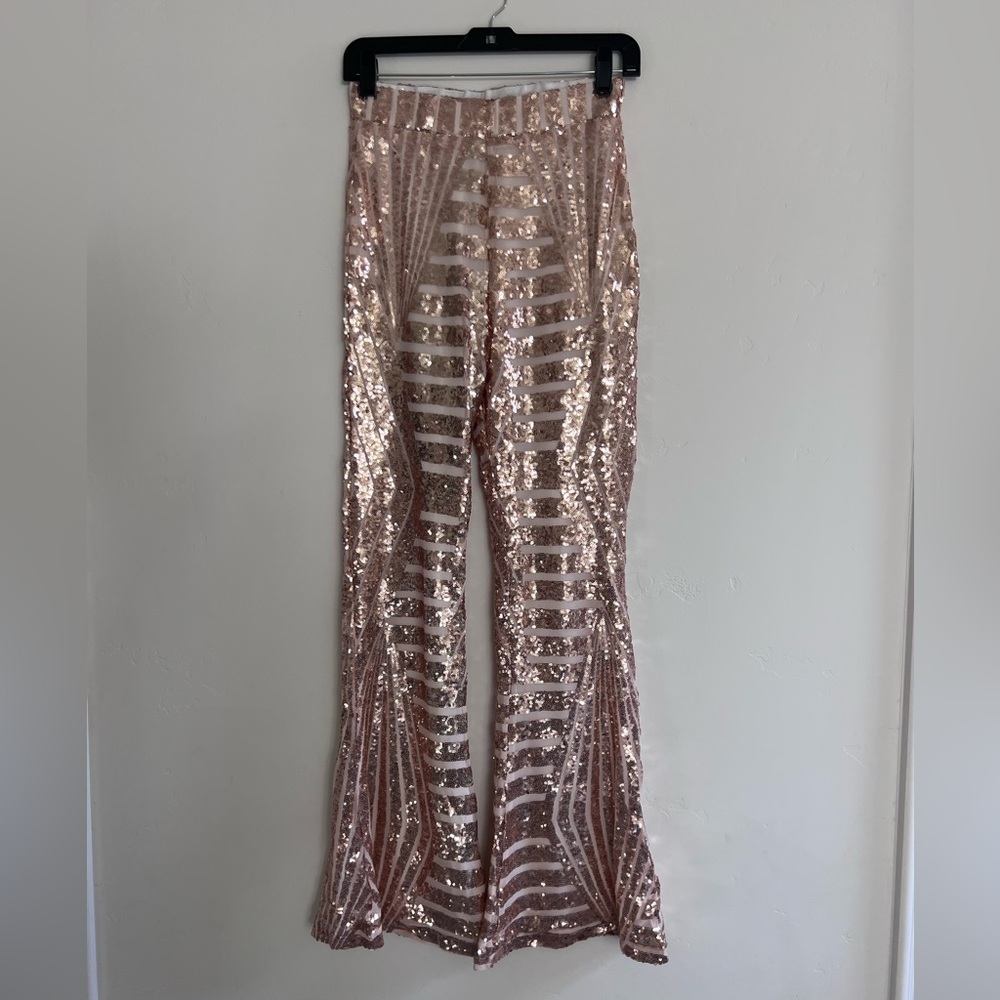 Gold Sequin Palazzo Pants